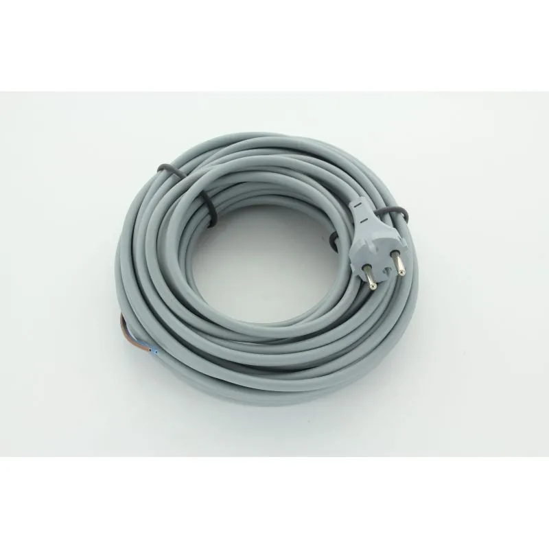 CABLE ELECTRIQUE+ FICHE EN 2x1MM2 LONGUEUR 15M GRIS